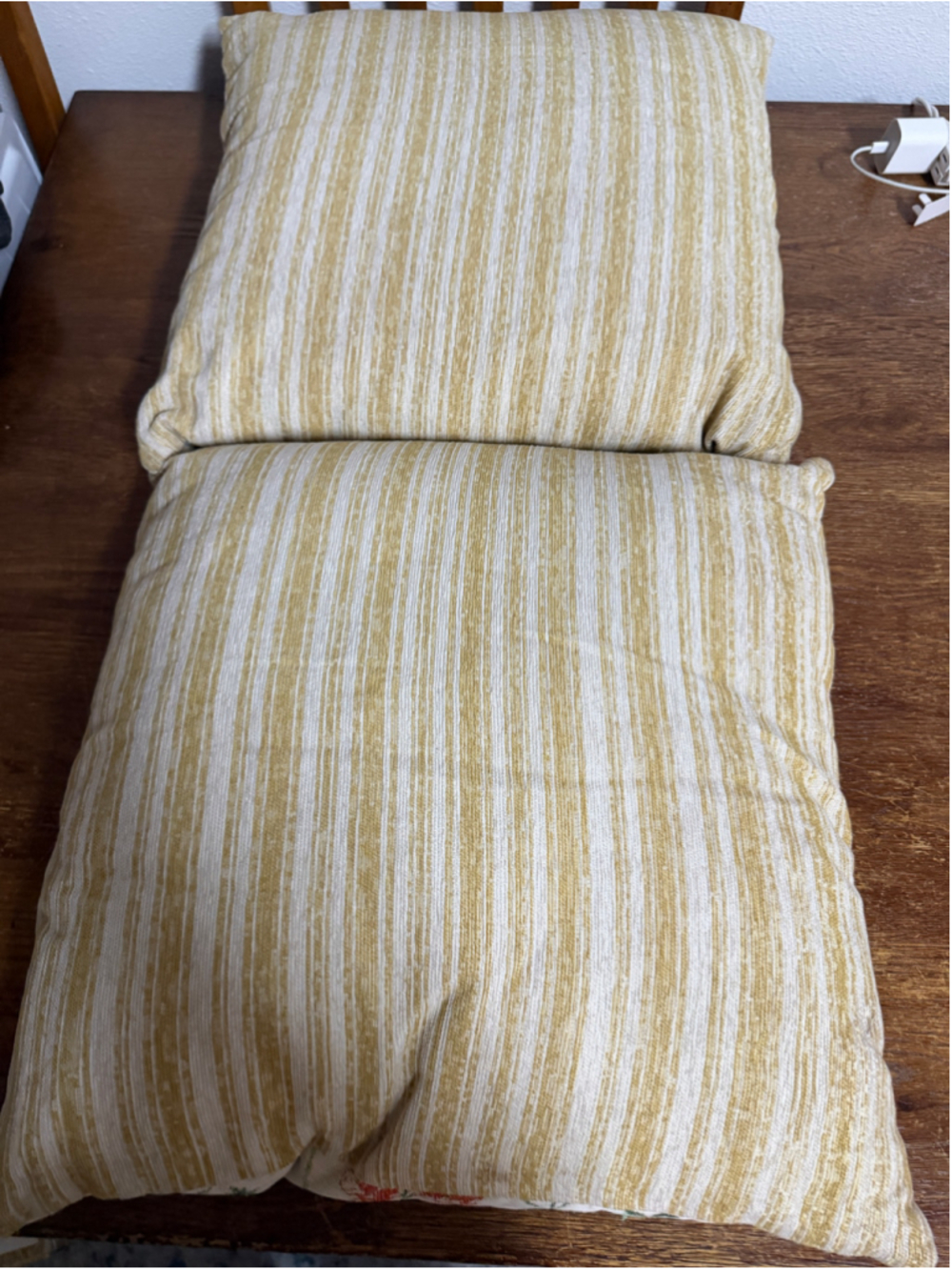 Pair of 18x18 Floral Botanical Chenille Tapestry Throw Pillows Reversible Yellow - Picture 5 of 5